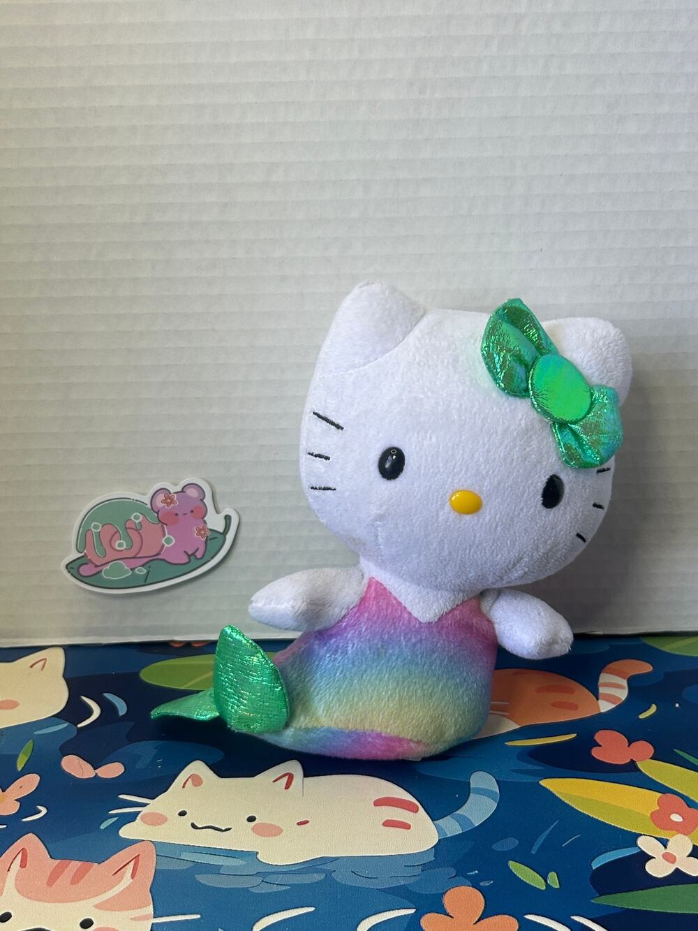Hello Kitty TY Beanie Baby Mermaid Plush Sanrio 2013 Rainbow Tie Dye Shimmer